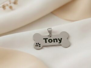 Placa mascota huesito - Grabado Simple